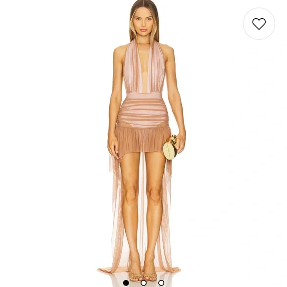 Norma Kamali | Dresses | Norma Kamali Brown And White Bodycon Halter Dress  | Poshmark